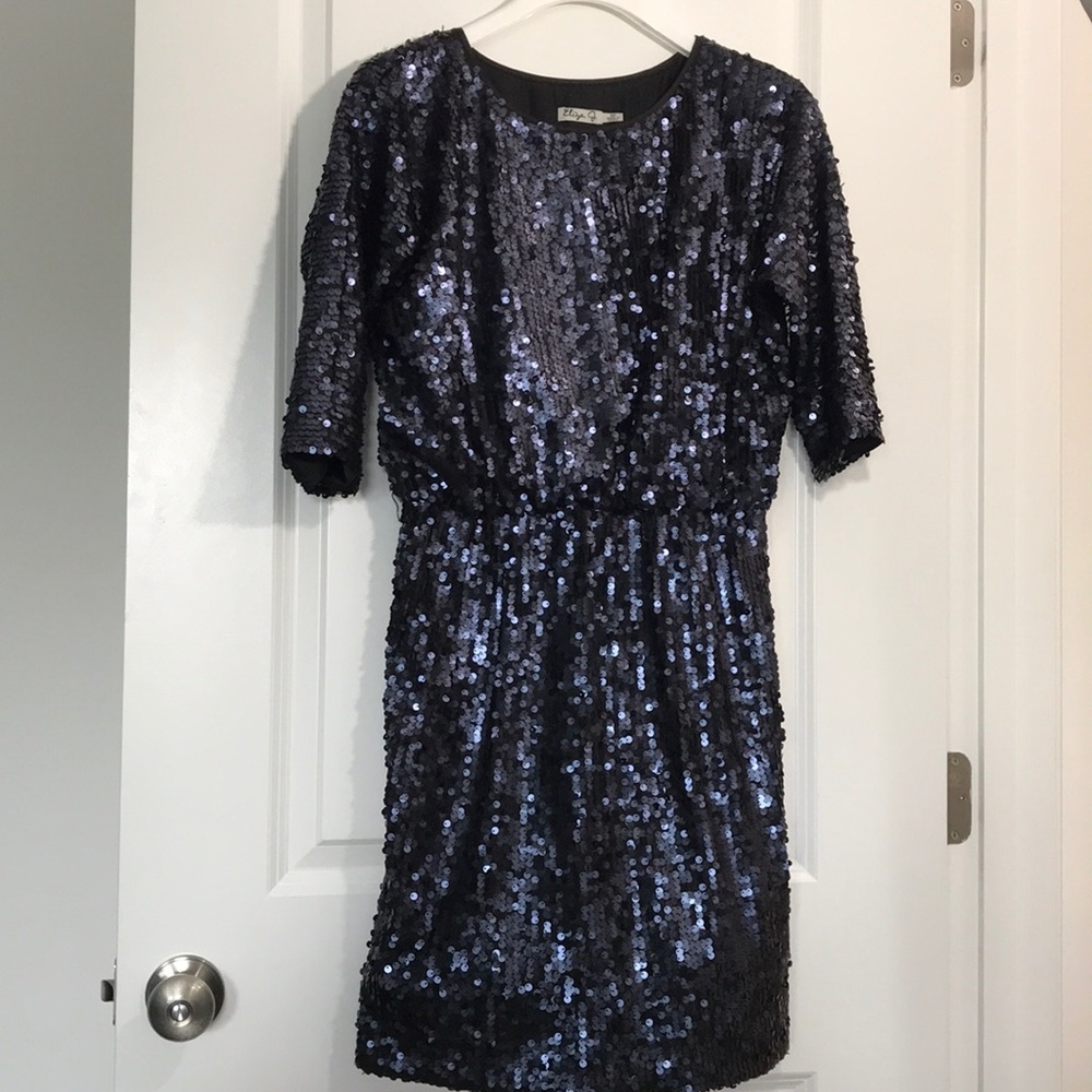 Eliza J Navy Sequin Dress, 6P